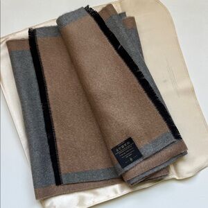 Elegant Brown and Gray Scarf 100% Silk - 11”x70”
